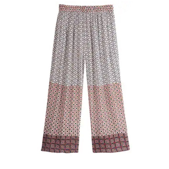 Windhorse Womens Moroccan Tile Print Wide Leg Flood Pants L/XL - Picture 3 of 11